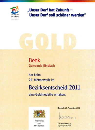 Bindlach-Benk Gold Urkunde